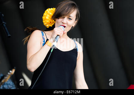 Londra, Regno Unito. Il 16 agosto 2014 : DJ Anna poppa e la sua band membri vivono in Africa Live Festival a Elephant & la suora celebrando a Burgess Park. Foto di vedere Li Foto Stock