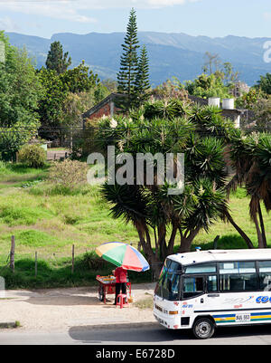 Vista sulla campagna a fianco di strada in città Fusagasuga in Colombia, Sud America. Foto Stock