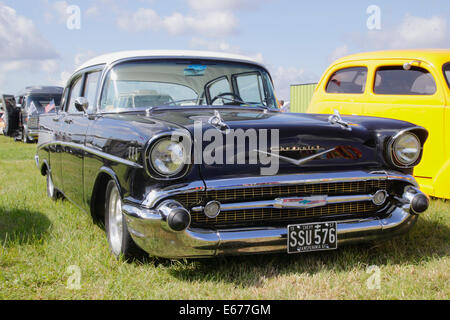 1957 Chevrolet Bel Air a White Waltham retrò Festival 2014 Foto Stock