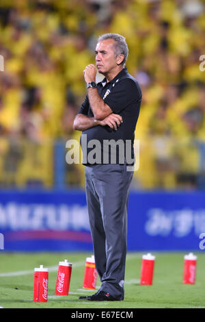 Nelsinho (Reysol), 16 agosto 2014 - Calcio : 2014 J.League Division 1 tra Kashiwa Reysol 2-0 Vissel Kobe a Hitachi Kashiwa Stadium, Chiba, Giappone. (Foto di YUTAKA/AFLO SPORT) [1040] Foto Stock