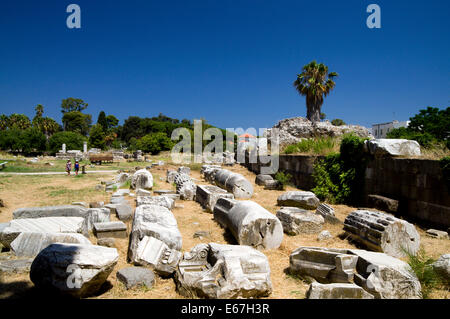 Antichi resti della scavato Agora, la città di Kos, isola di Kos, Dodecanneso isole, Grecia. Foto Stock