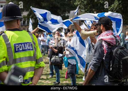 Brighton, Regno Unito. 17 Ago, 2014. E Pro-Palestinian Pro-Israelis scontro in Brighton 2014 Credit: Guy Corbishley/Alamy Live News Foto Stock