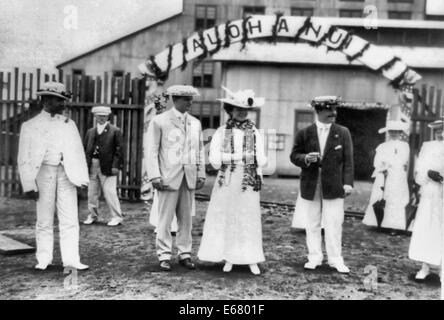 Proveniente dal mulino di Lugan - Sommario: Alice Roosevelt Longworth e altri membri di William Howard Taft parte poste nelle Hawaii, circa 1905 Foto Stock