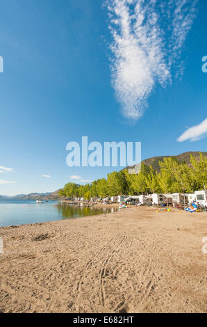 Wright's Beach camp resort RV campeggio parco sul Lago Skaha, Penticton, interior British Columbia, BC, Canada. Foto Stock