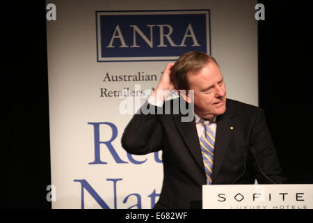 Il Sofitel Sydney Wentworth 61-101 Phillip Street, NSW 2000, Australia. Il 18 agosto 2014. L'on. Peter Costello AC dà il discorso alla sesta nazione Retail pranzo presso il Sofitel Wentworth, Sydney. La nazione Retail conference (ora nel suo sesto anno) si è tenuto presso il Sofitel Wentworth, Sydney ed era indirizzata dall'on. Peter Costello AC che era il Tesoriere sotto John Howard di governo. Copyright Credit: 2014 Richard Milnes/Alamy Live News. Foto Stock