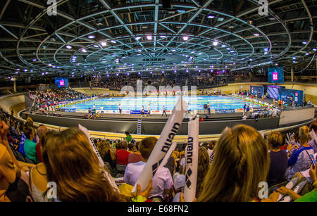 Berlino, Germania. 18 Agosto, 2014. Vista generale del Velodromo, prima delle finali di nuoto in occasione della trentaduesima LEN European Swimming Championships 2014 presso il velodromo di Berlino, Germania, 18 agosto 2014. Foto: Annibale/dpa/Alamy Live News Foto Stock