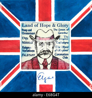 Edward Elgar illustrazione, compositore inglese, 1899 - 1934 Foto Stock