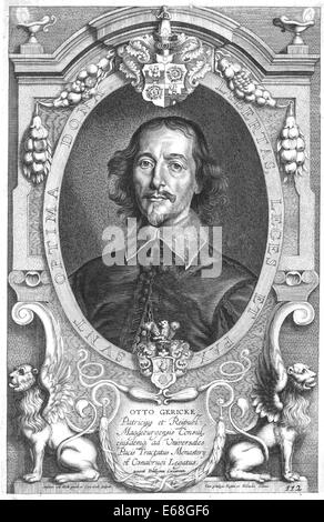 OTTO von Guericke (1602-1686) scienziato tedesco e inventore. Incisione di Anselmus von Hulle. Foto Stock