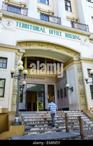 Honolulu Hawaii,Oahu,Hawaiian,edificio degli uffici territoriali,Kekuanao'a,stile architettonico del Revival classico,esterno,ingresso,USA,US,Stati,Uniti,Amer Foto Stock