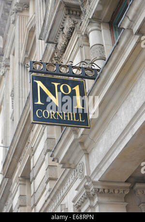 N. 1 Cornhill insegna city of London Foto Stock