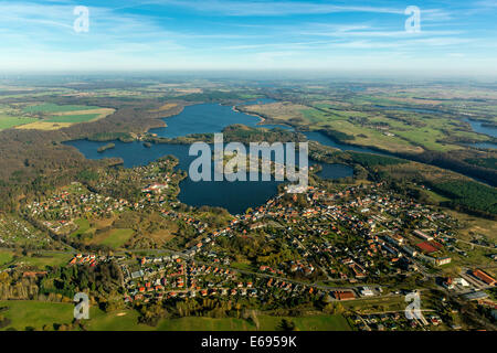 Vista aerea, Feldberg, Feldberger Seenlandschaft, Müritz Lake District, Meclemburgo-Pomerania, Germania Foto Stock