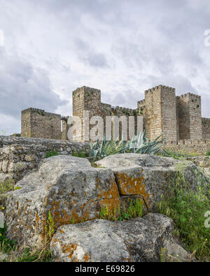 Castillo de Castello di Trujillo, Trujillo, Estremadura, Spagna Foto Stock