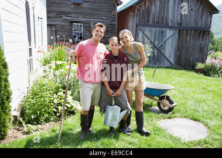 Famiglia insieme di giardinaggio Foto Stock