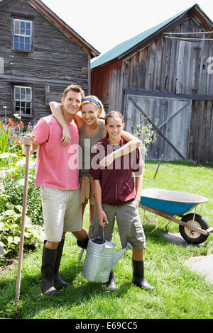 Famiglia insieme di giardinaggio Foto Stock