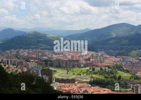 Panorama sul centro di Bilbao, Paesi Baschi. Foto Stock