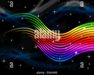 Strisce arcobaleno sfondo mostrante Multi-Colored linee e stelle Foto Stock