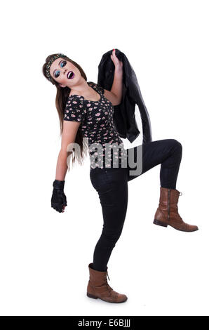 Bella hippie ragazza a bilanciere Foto Stock