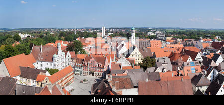 Panoramica della città, Memmingen, inferiore Allgäu, Svevia, Baviera, Germania Foto Stock