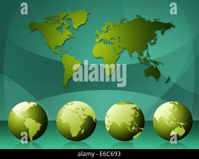 Mappa del mondo in rappresentanza geografica internazionale e il modello Foto Stock
