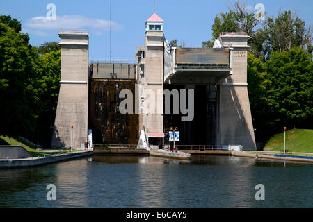 Peterborough Ontario Canada. Peterborough Bloccaggio sollevatore idraulico Trent-Severn per via navigabile Foto Stock