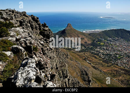 Punto mare da Table Mountain e Cape Town, Provincia del Capo Occidentale, Sud Africa Foto Stock