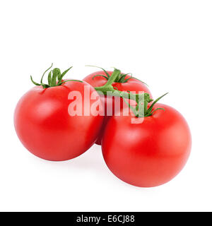 3 pomodoro maturo isolato su sfondo bianco Foto Stock