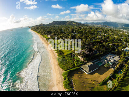 Fotografia aerea della Kailua Beach, Oahu, Hawaii, STATI UNITI D'AMERICA Foto Stock