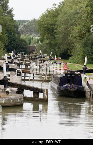 Narrowboats a Hatton si blocca sul Grand Union Canal Foto Stock