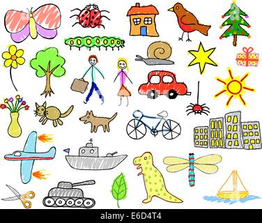 Set di modificabile illustrazioni vettoriali ai bambini di disegni Illustrazione Vettoriale