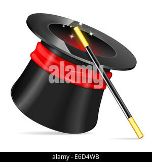 Mago con cappello di Mago Wand, icona isolati su sfondo bianco Foto Stock