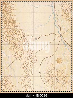 Modificabile illustrazione vettoriale di un vecchio generico mappa con i nomi di n. Illustrazione Vettoriale