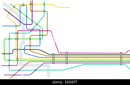 Modificabile mappa vettoriale di un generico sistema di metropolitana con spazio di copia Illustrazione Vettoriale
