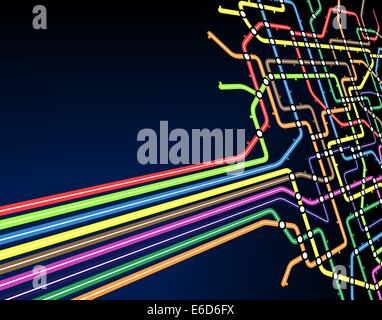 Abstract modificabile sfondo vettoriale di una mappa della metropolitana Illustrazione Vettoriale