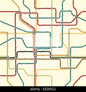 Seamless vettoriale modificabile della piastrella una generica mappa della metropolitana Illustrazione Vettoriale