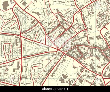 Modificabile illustrazione vettoriale di un generico dettagliata mappa stradale senza nome Illustrazione Vettoriale