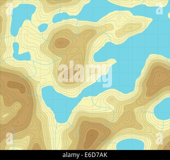 Modificabile illustrazione vettoriale di un generico di base mappa di laghi e montagne con i nomi di n. Illustrazione Vettoriale