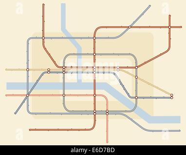 Modificabile illustrazione vettoriale di una generica linea metropolitana mappa Illustrazione Vettoriale