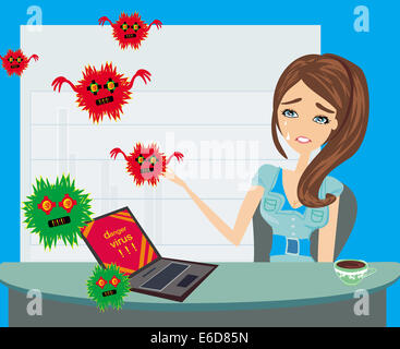 Virus di computer laptop di attaccare in ufficio Foto Stock