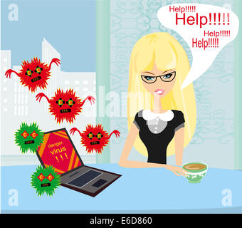 Virus di computer laptop di attaccare in ufficio Foto Stock