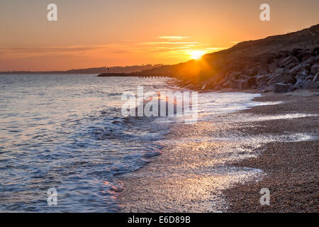 Tramonto a Barton-On-mare Hampshire Inghilterra UK Europa Foto Stock