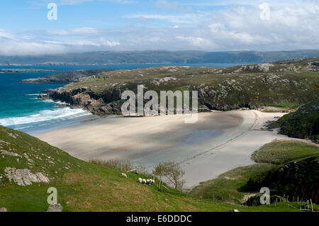 Tràigh Allt Chàilgeag beach, vicino a Durness, sulla costa nord di Sutherland, Scotland, Regno Unito Foto Stock