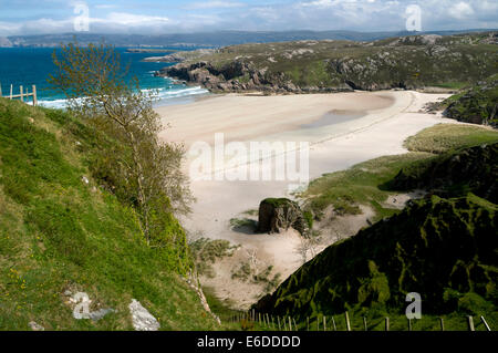 Tràigh Allt Chàilgeag beach, vicino a Durness, sulla costa nord di Sutherland, Scotland, Regno Unito Foto Stock