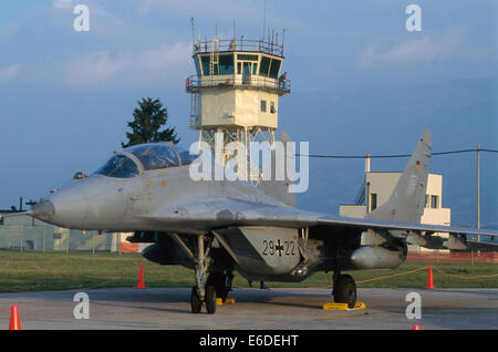 German Air Force, costruite dai sovietici MIG 29 aerei da combattimento ereditato dopo la riunificazione con la Germania Est Foto Stock