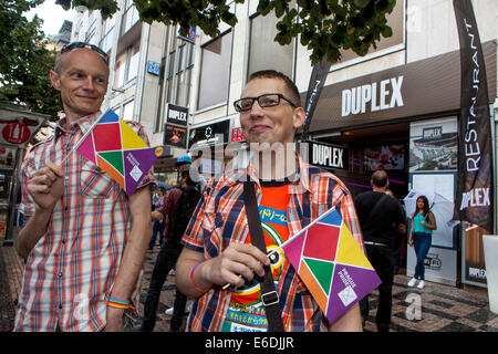 Orgoglio di Praga. Festival comunità LGBT, Piazza Venceslao Praga, Repubblica Ceca Foto Stock