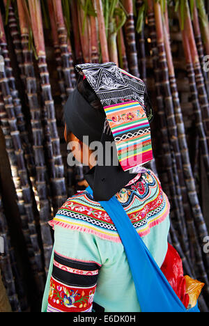 Cina. Nella provincia dello Yunnan. Mercato settimanale a Xinjie. Yi donna. Foto Stock