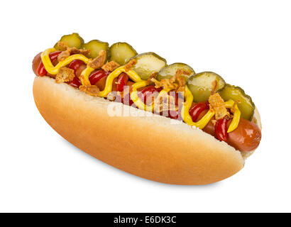 Hot Dog su sfondo bianco Foto Stock