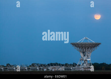 Stazione di radioastronomia in Medicina, Italia una parte di unione molto lunga interferometria di base rete , sotto la supermoon Foto Stock