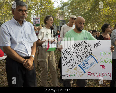 Rally per la Palestina a Cadman Plaza Park di Brooklyn a New York, Aug.20, 2014. Foto Stock