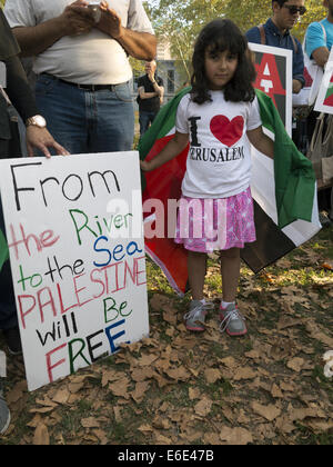 Rally per la Palestina a Cadman Plaza Park di Brooklyn a New York, Aug.20, 2014. Foto Stock