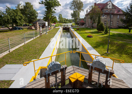 Il Elblaski Canal, acqua bloccare Ostroda in Polonia Foto Stock